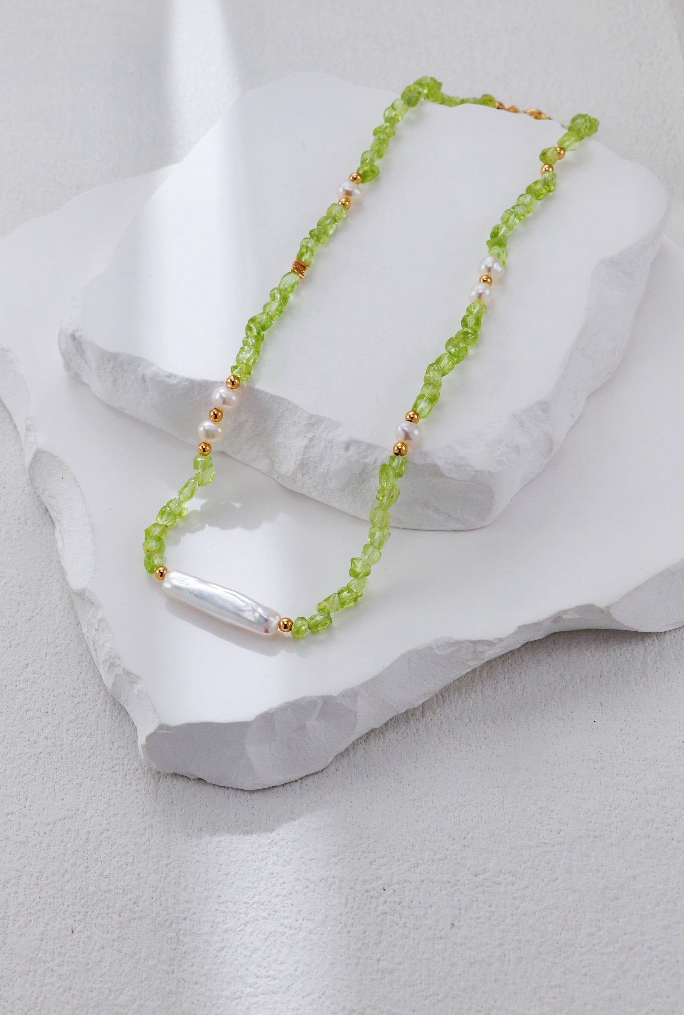 Summer Green Olives Stones S925 Necklaces (SPECIAL)