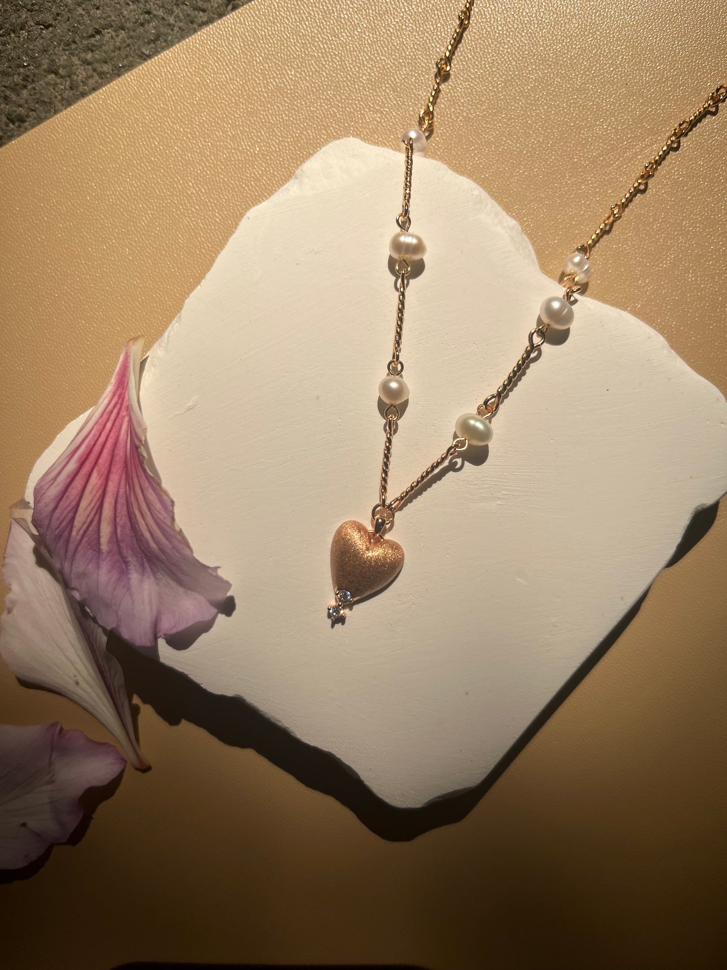 Collier coeur Saint Valentin avec perle S925