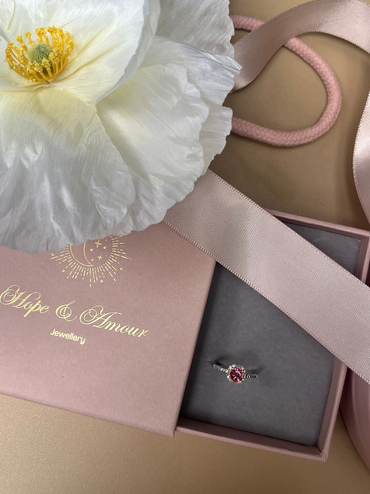 Coloured Gemstone Strawberry Pink Ring