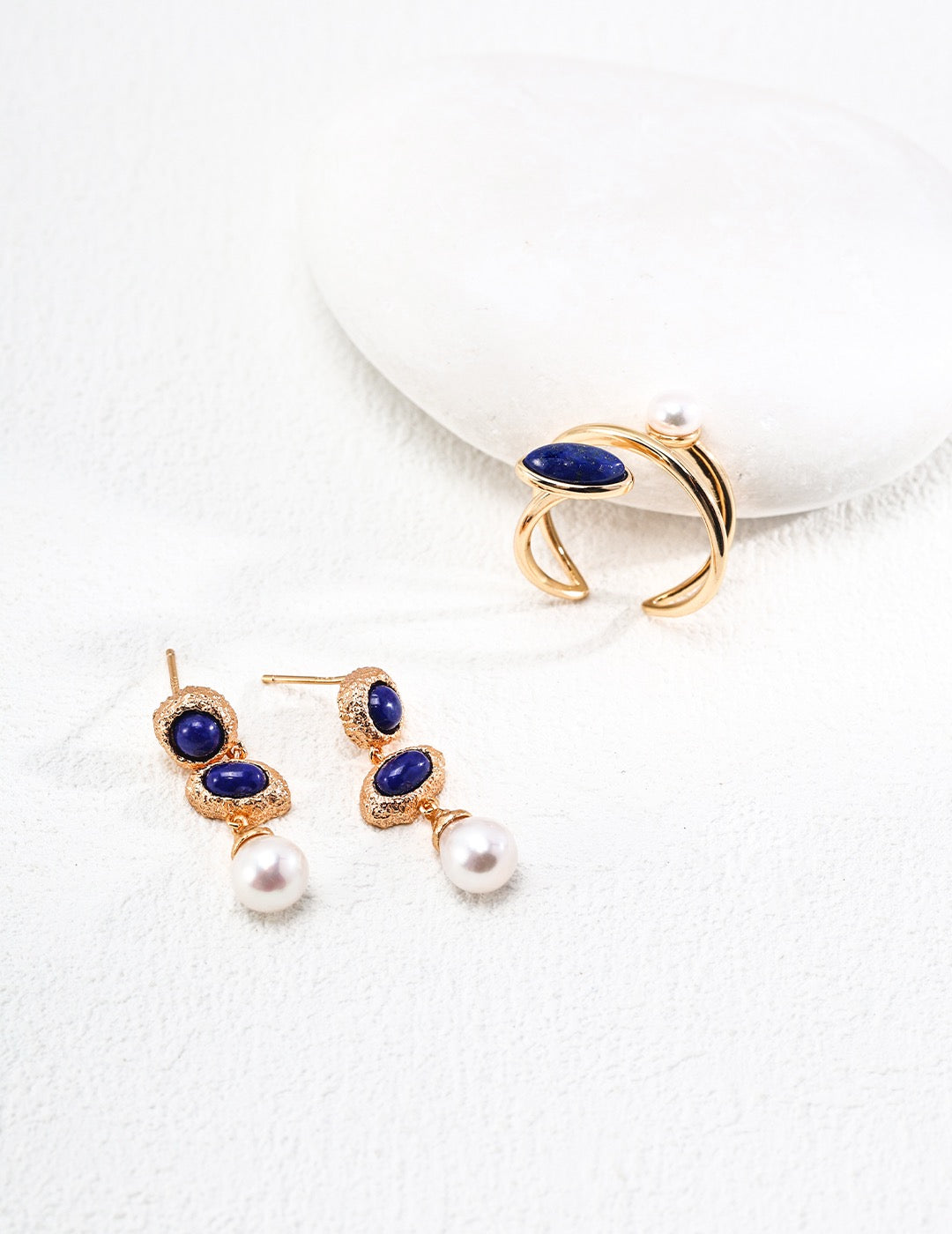 Bague Élément Agate Bleue