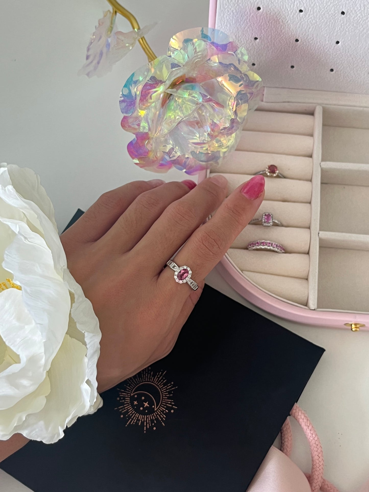 Coloured Gemstone Strawberry Pink Ring