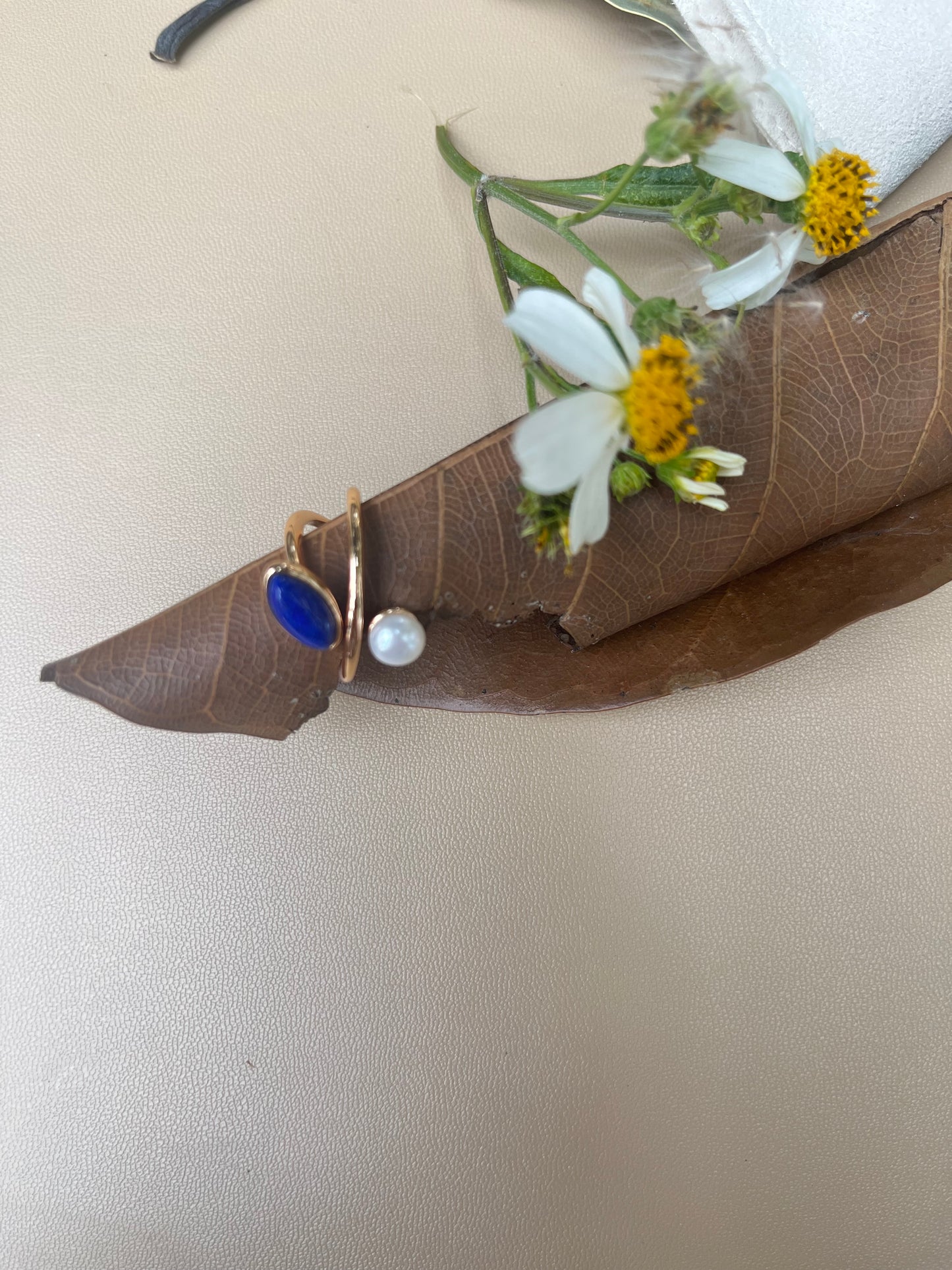 Bague Élément Agate Bleue