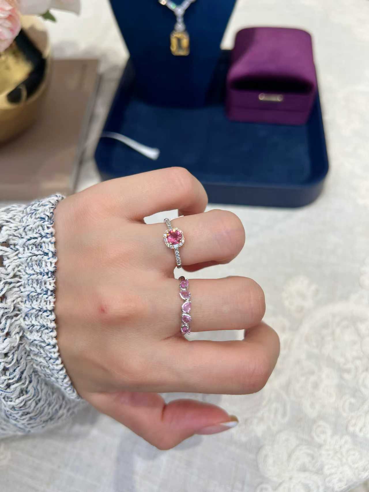 Coloured Gemstone Strawberry Pink Ring