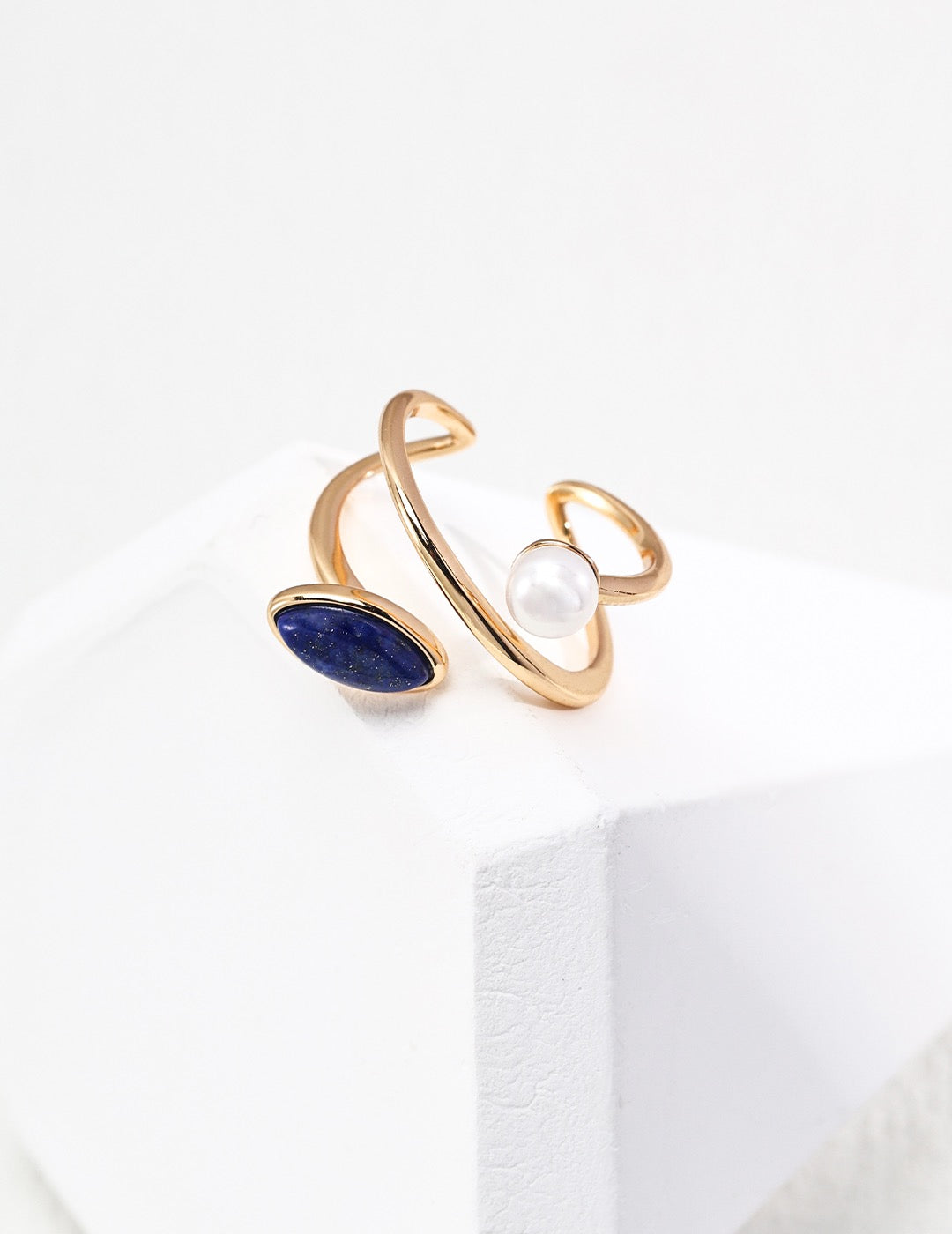 Bague Élément Agate Bleue