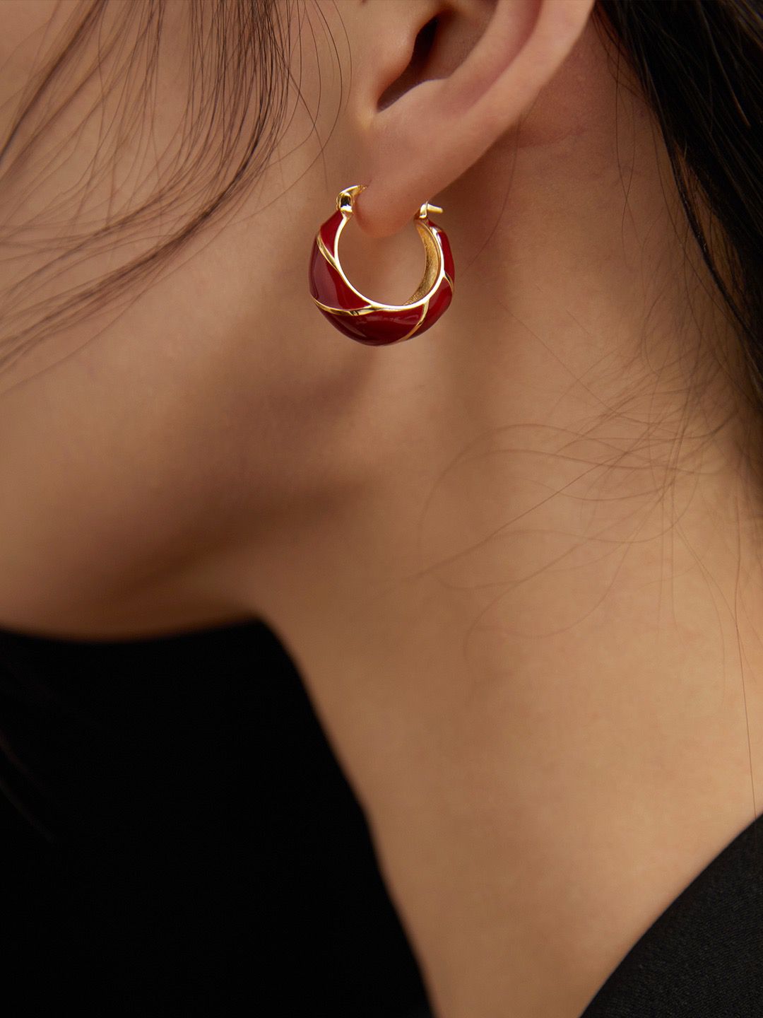Red Circle Classic Earrings S925