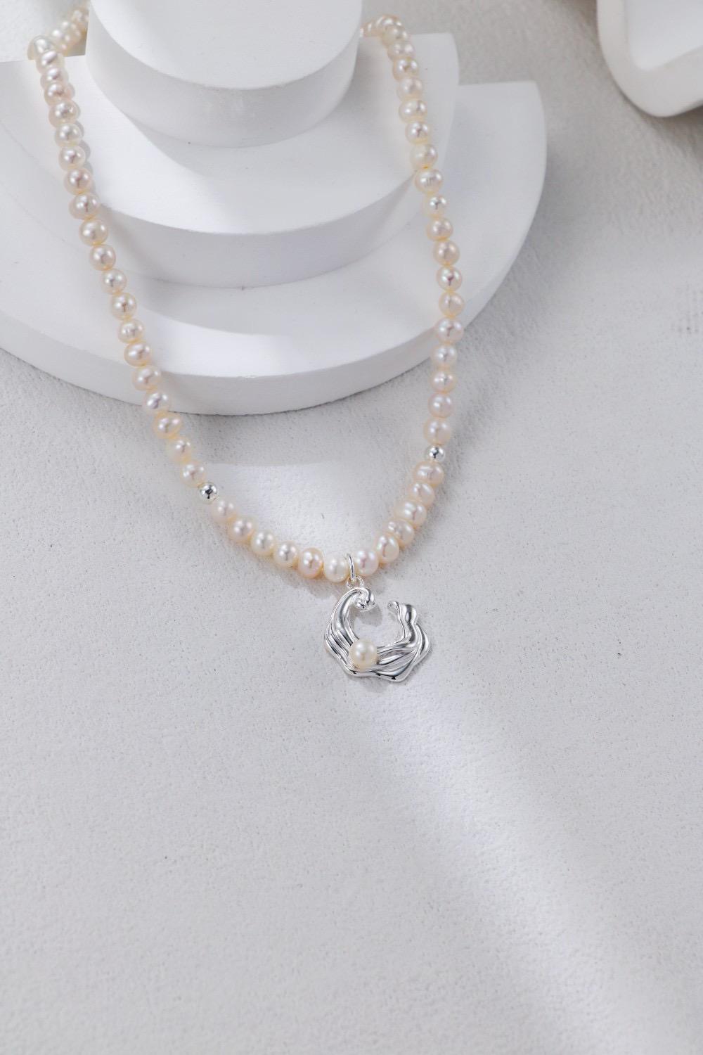 Wave Pearl Necklace S925