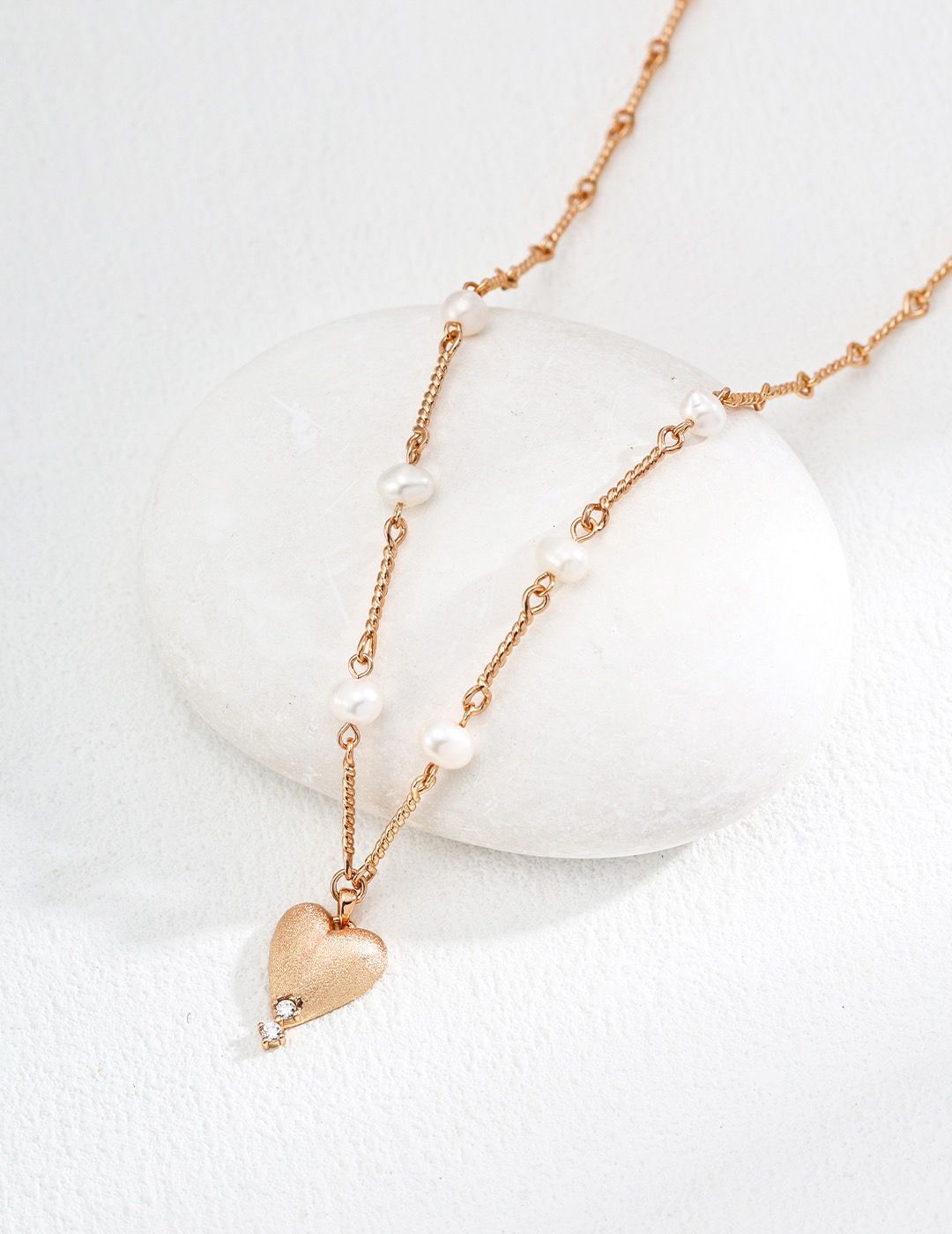 Collier coeur Saint Valentin avec perle S925