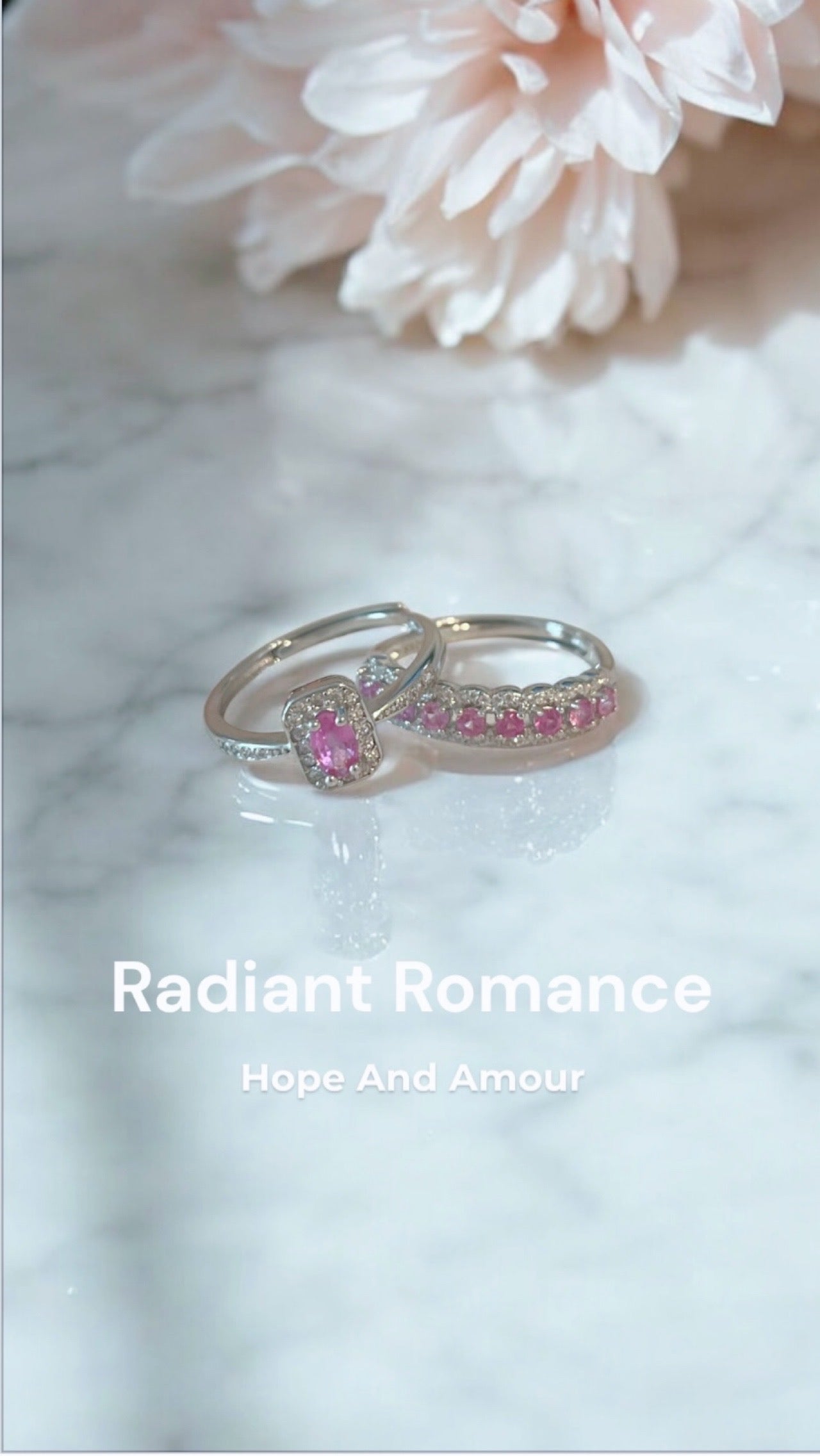 Colored Gemstone Pink Princess Romantic Ring S925