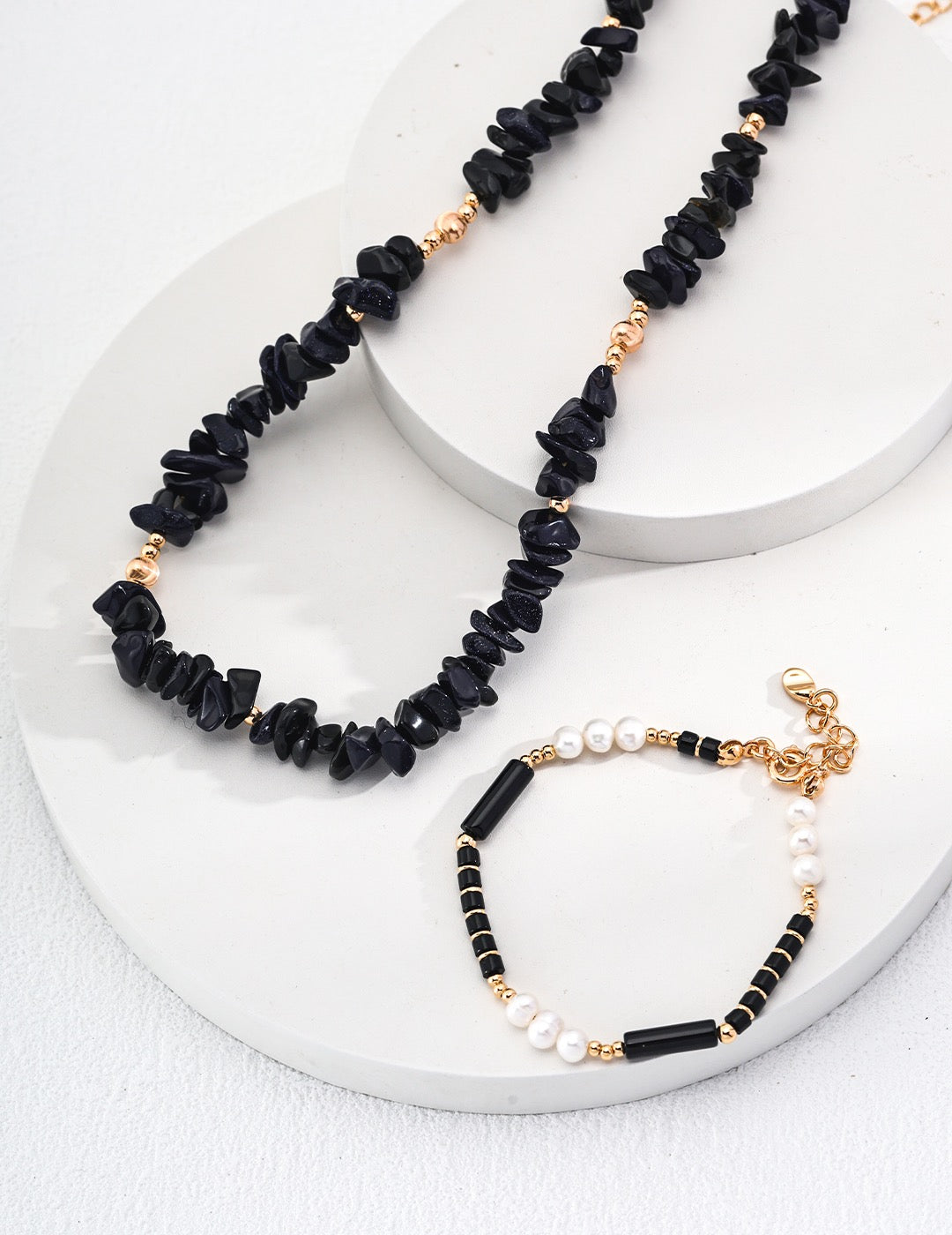 Collier tendance en agate noire S925