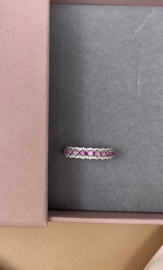 Colored Gemstone Pink Princess Romantic Ring S925