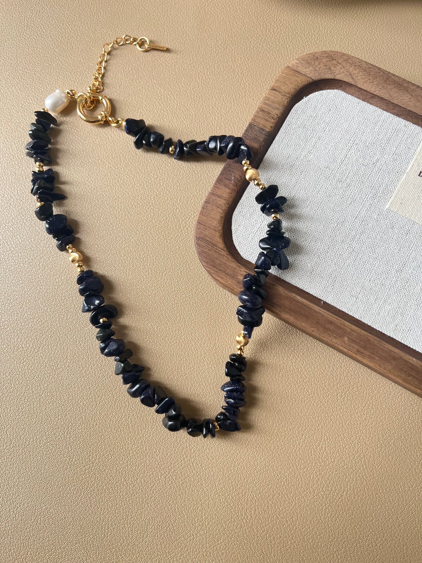 Collier tendance en agate noire S925