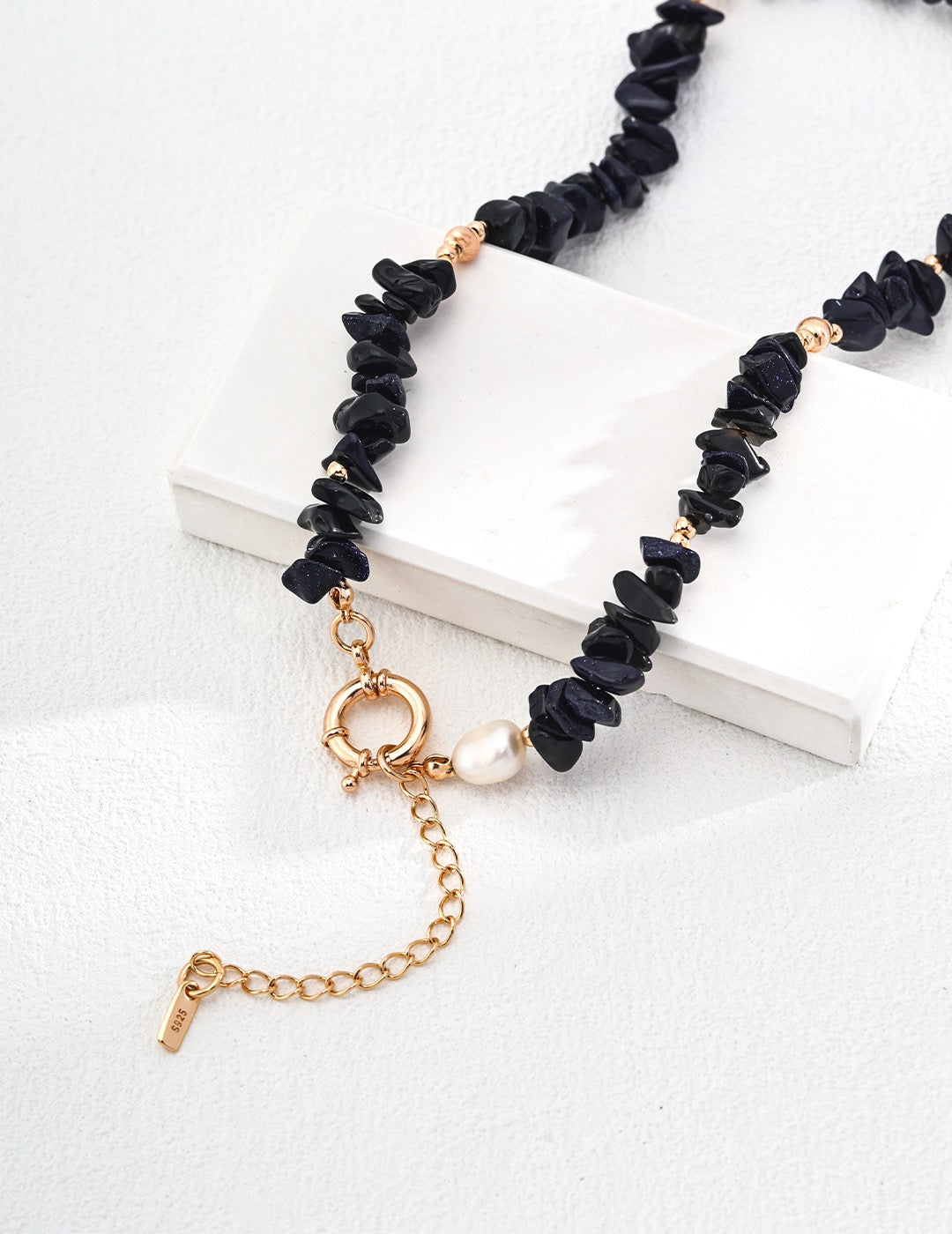 Collier tendance en agate noire S925