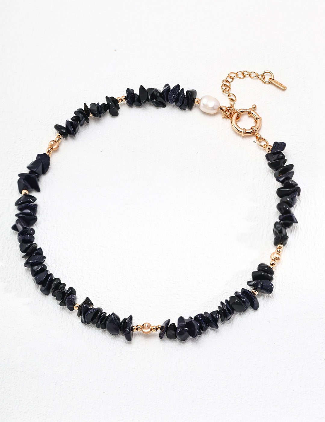 Collier tendance en agate noire S925