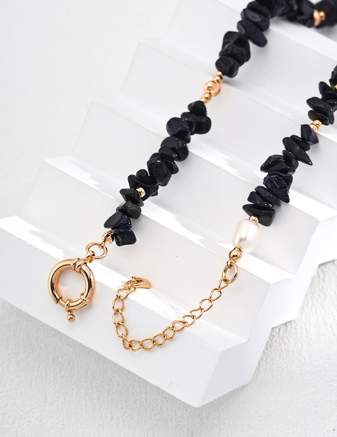 Collier tendance en agate noire S925