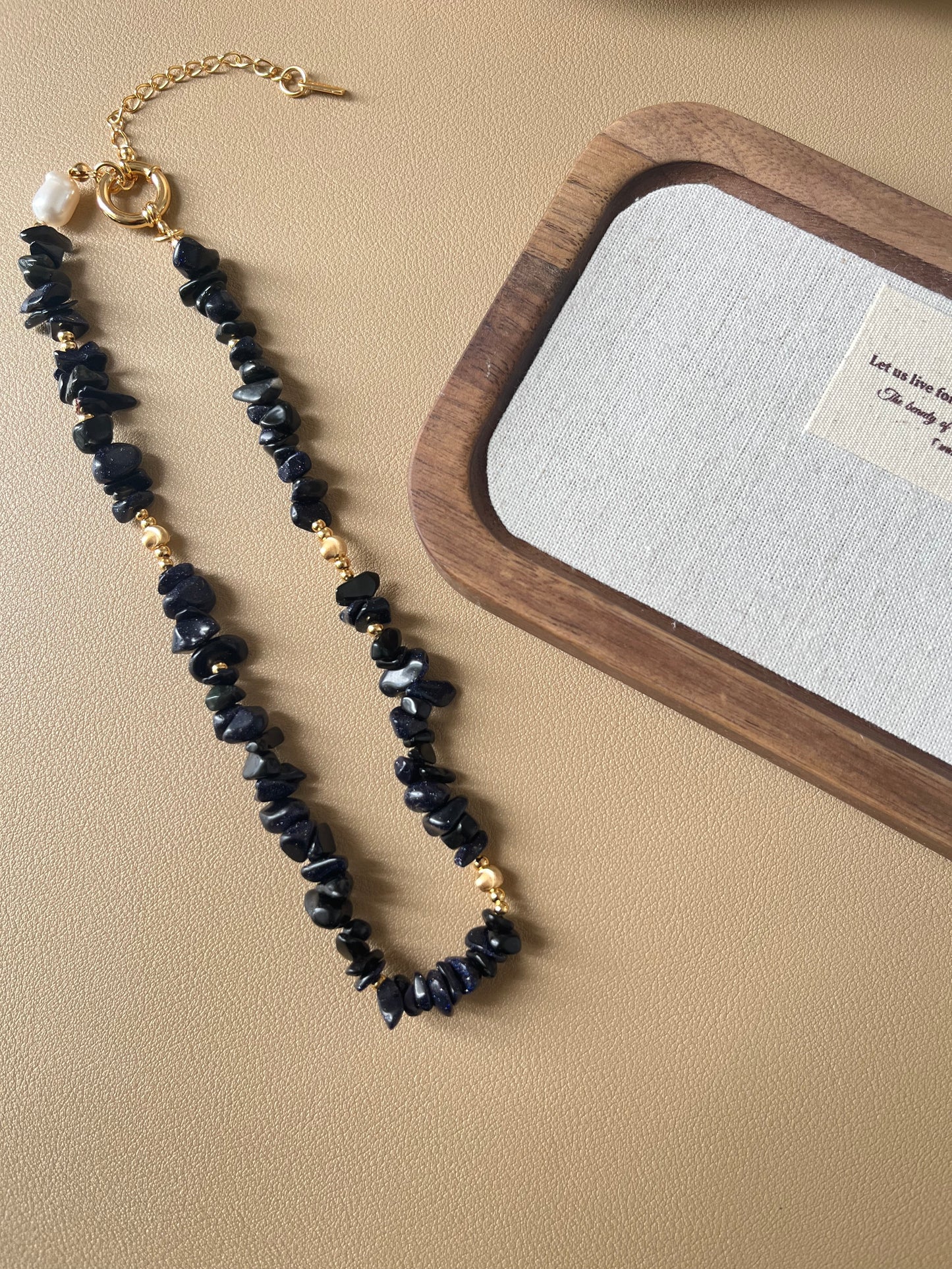 Collier tendance en agate noire S925