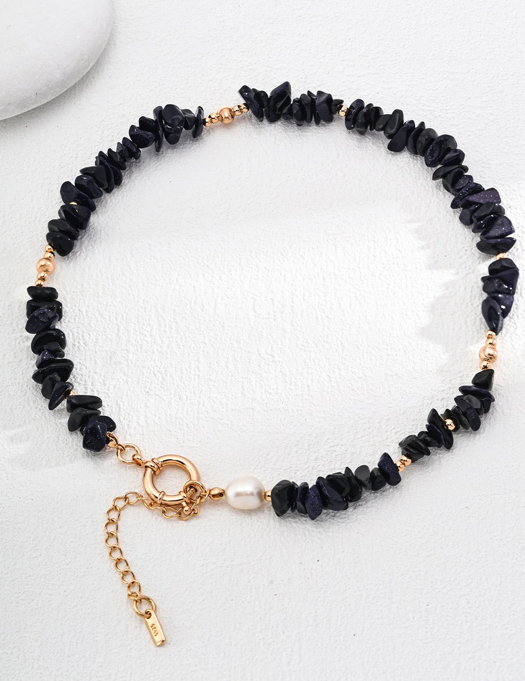 Collier tendance en agate noire S925