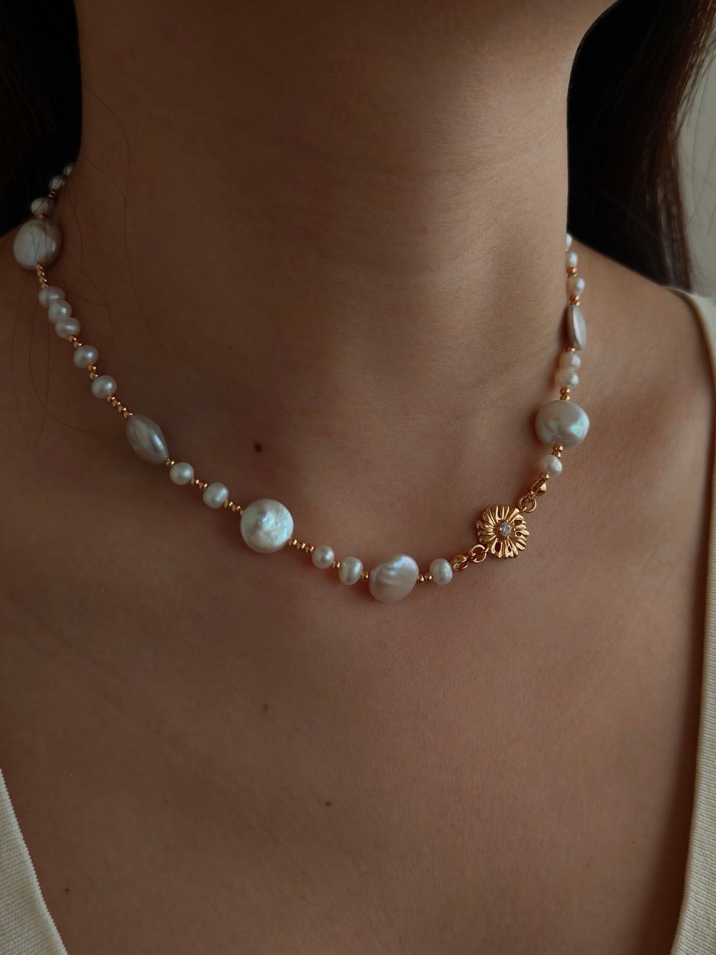 Pearl And Flower Necklaces S925