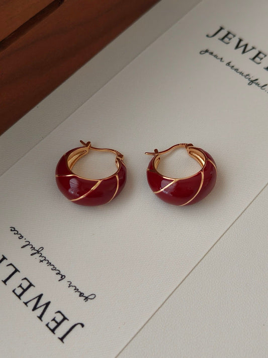 Boucles d'oreilles classiques Red Circle S925