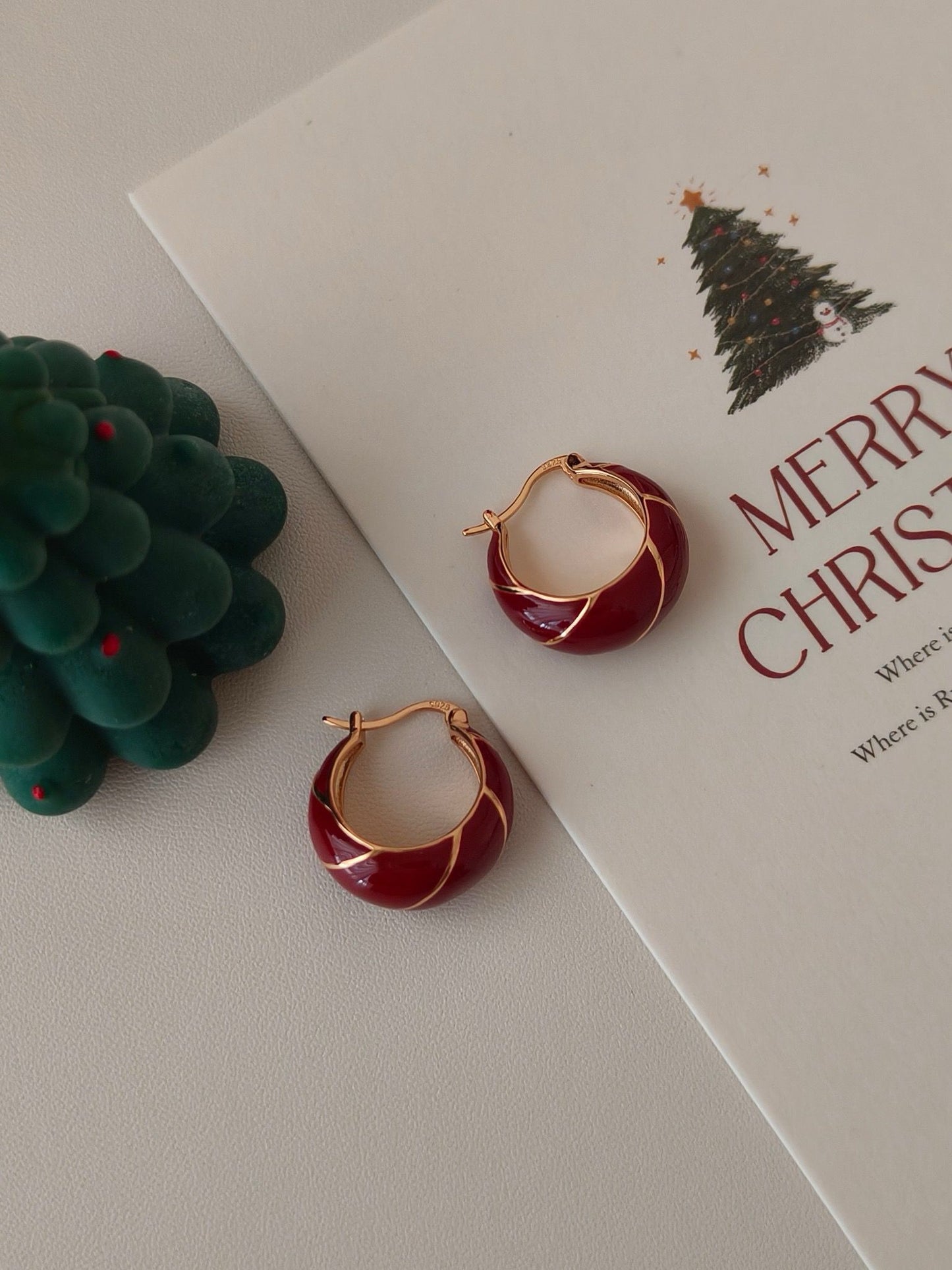 Red Circle Classic Earrings S925