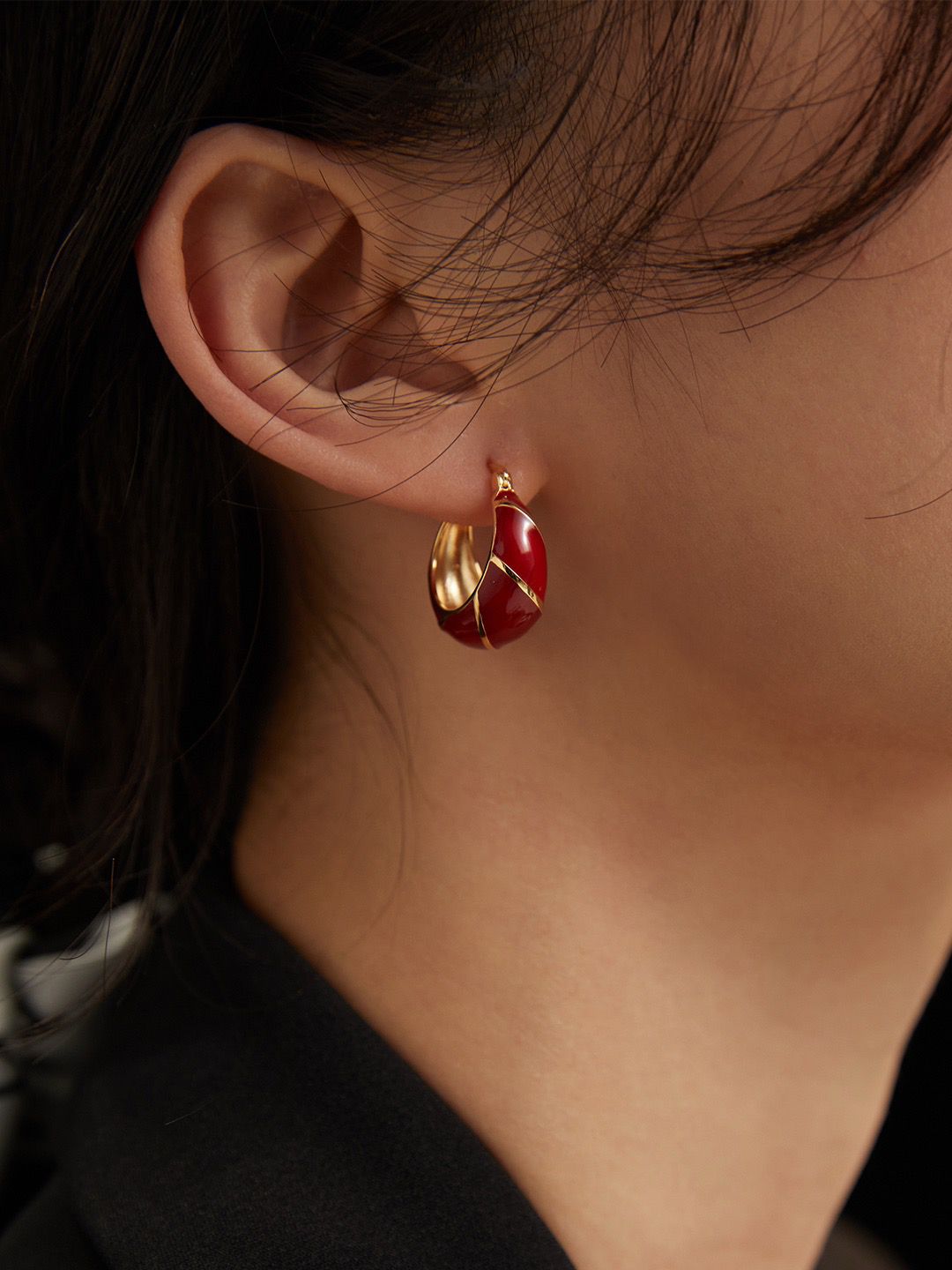 Red Circle Classic Earrings S925