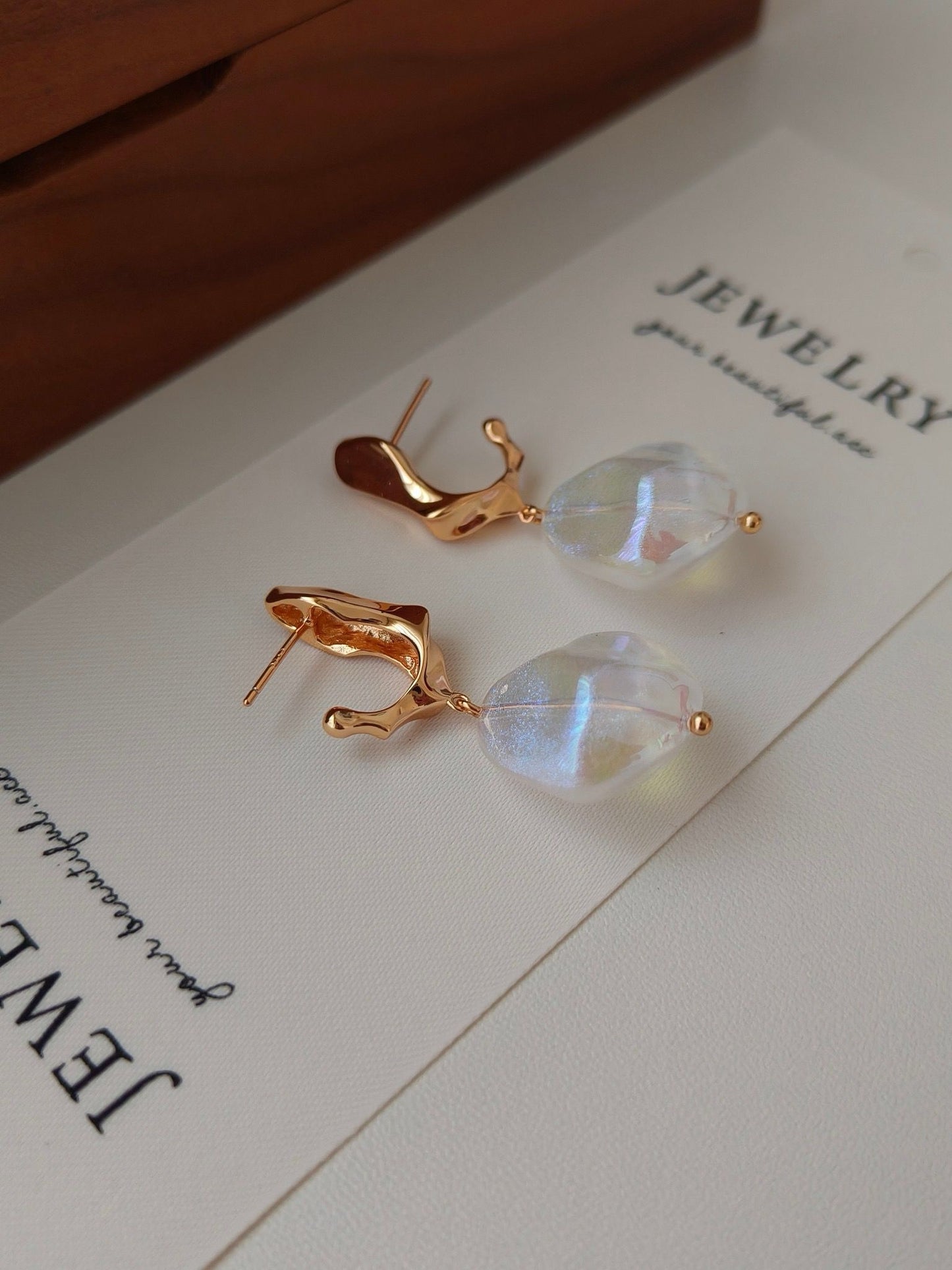 S925 transparent stone earrings