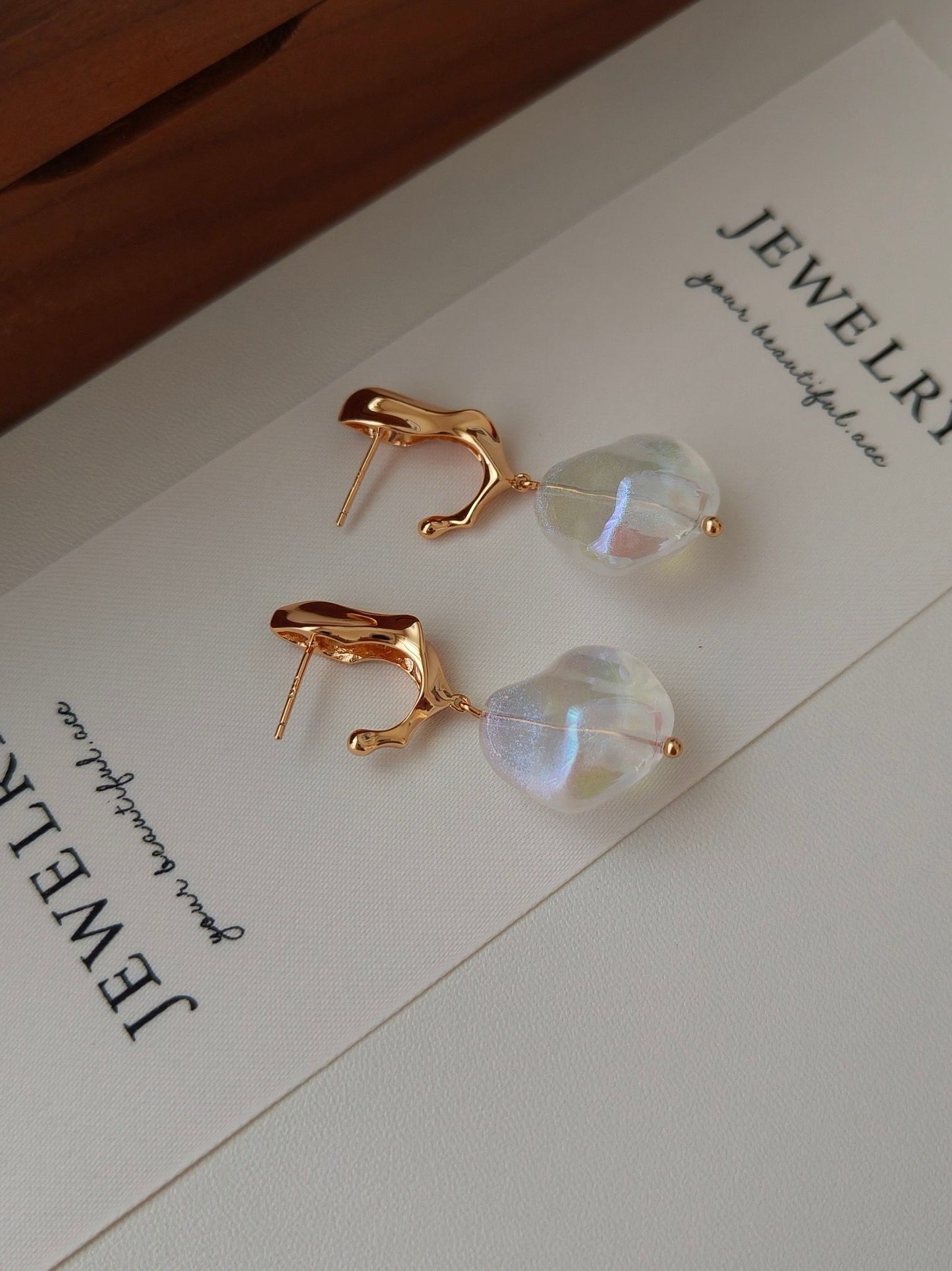 S925 transparent stone earrings