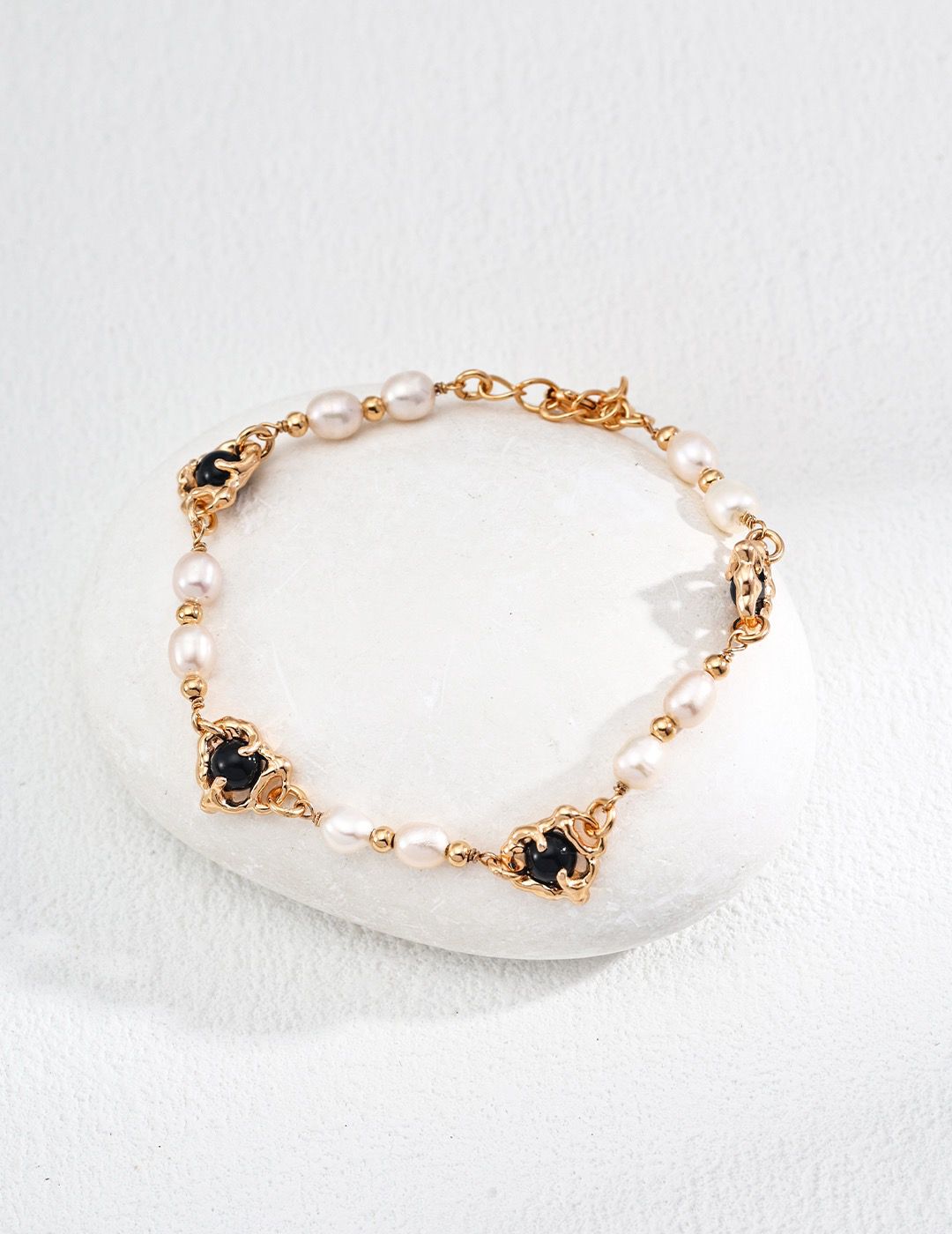 Bracelets en agate noire avec perles S925