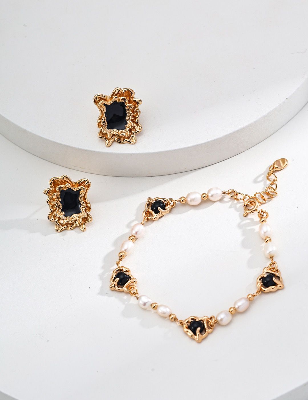 Black Agate with Pearl Bracelets S925