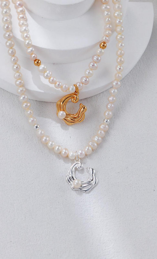 Wave Pearl Necklace S925