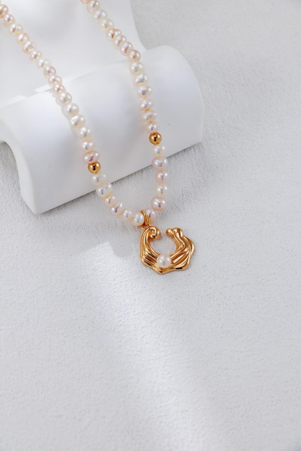 Wave Pearl Necklace S925