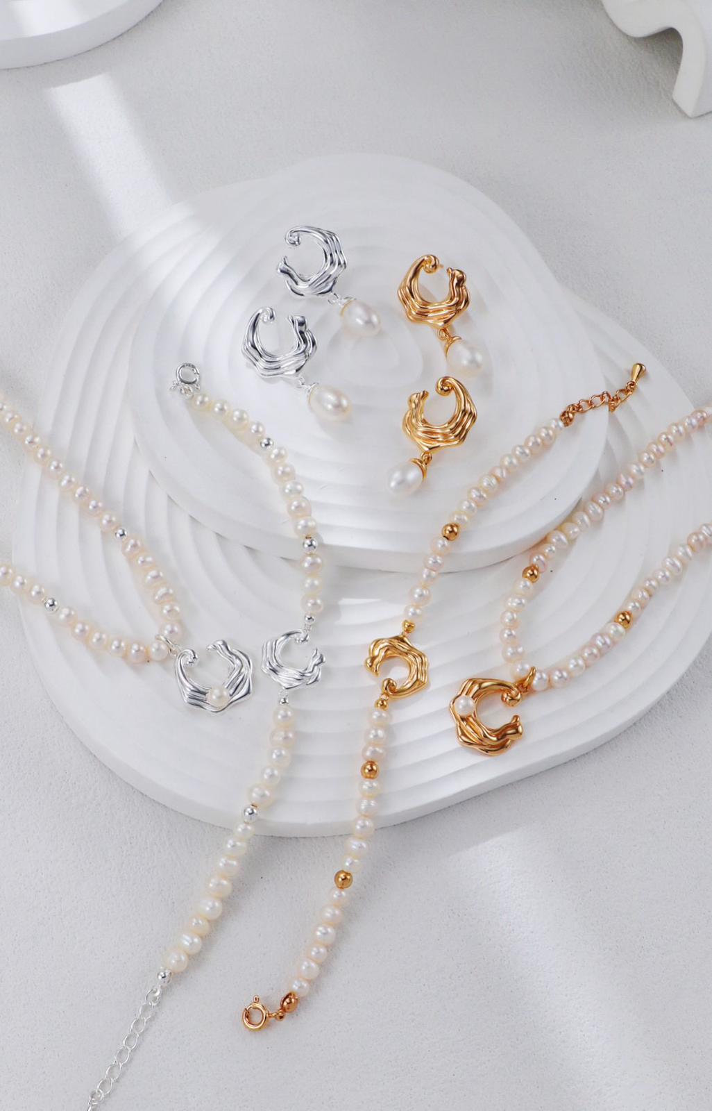 Wave Pearl Necklace S925