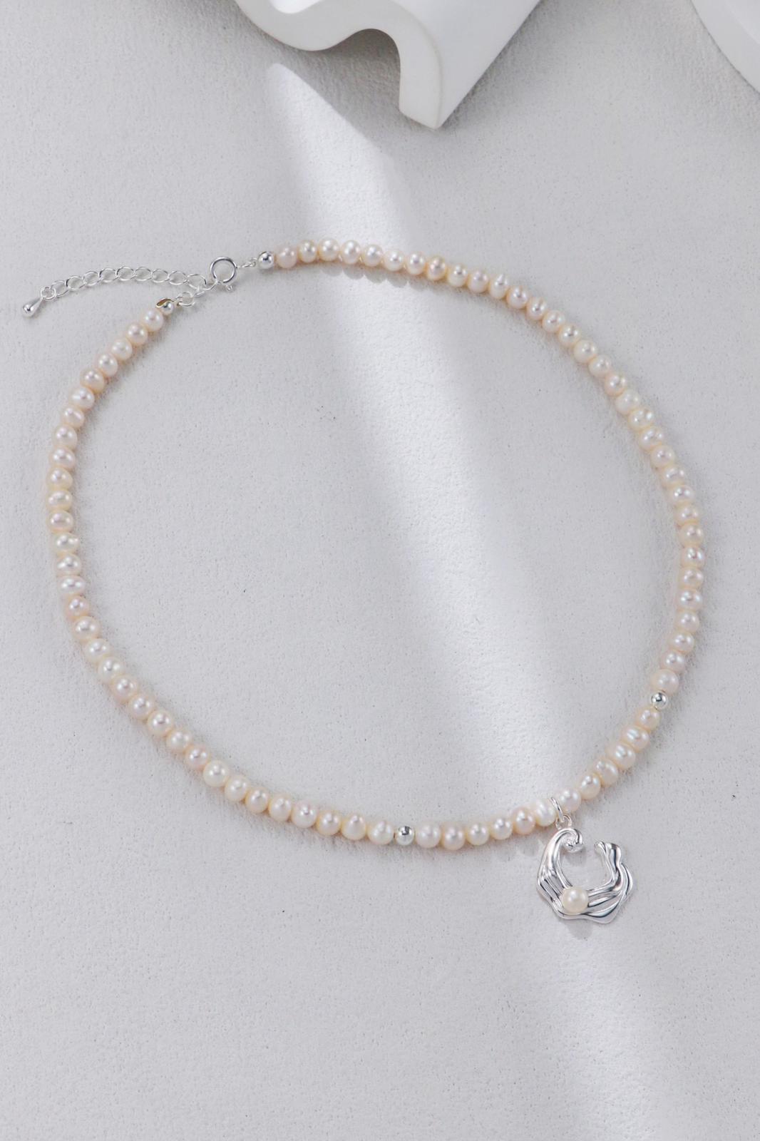 Wave Pearl Necklace S925