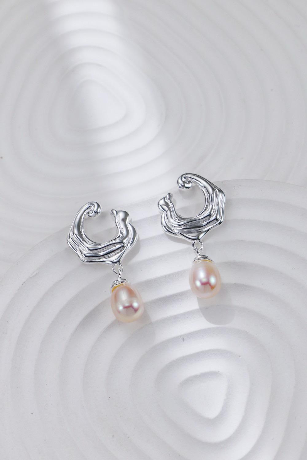 Wave Pearl Earrings S925