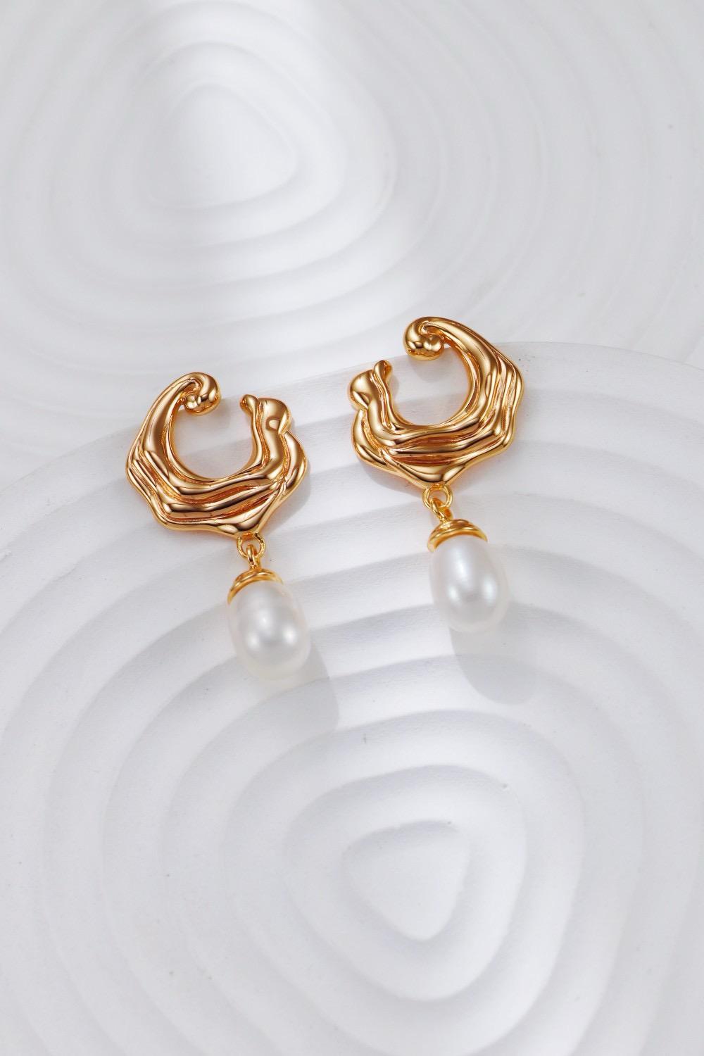 Wave Pearl Earrings S925