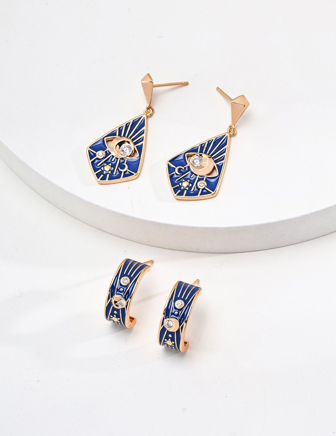 Boucles d'oreilles Karma vintage bleues S925