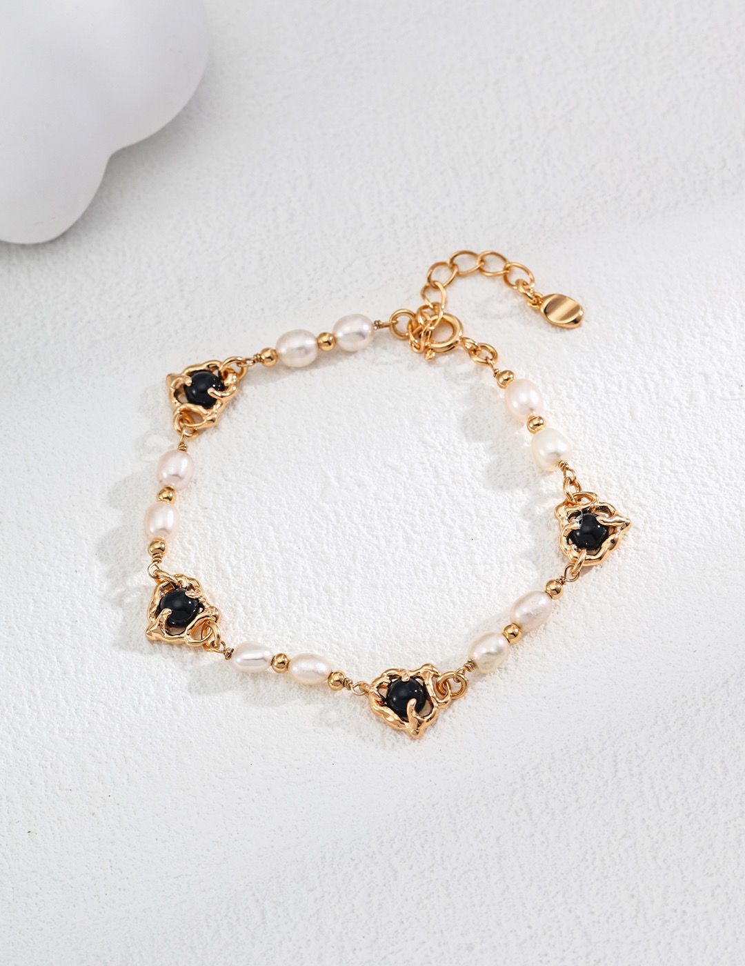 Bracelets en agate noire avec perles S925